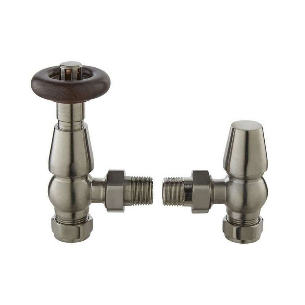 Cutout image of Redroom by Barwick Satin Nickel Classic Angled Thermostatic Radiator Valves